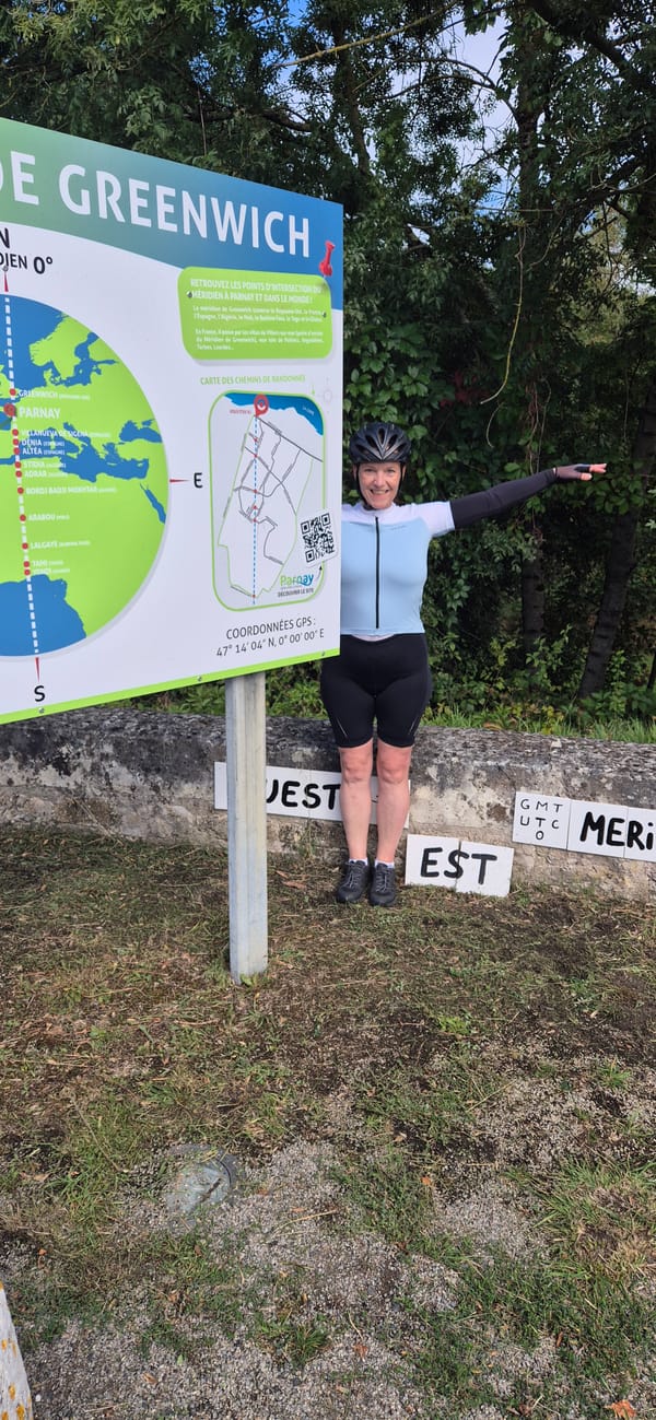 Liebe Grüße vom Nullmeridian in Parnay!